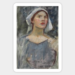 Head study for The Enchanted Garden by John William Waterhouse Sticker